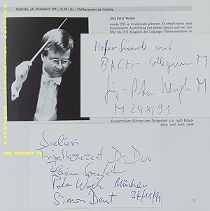 Bild des Verkufers fr 2 eigenhndig signierte und datierte Autogrammkarten. (Musiker + Dirigent) zum Verkauf von Antiquariat Bebuquin (Alexander Zimmeck)