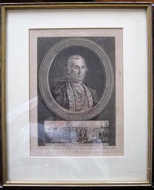 Porträt George Washington: Le General Washington, Commendant en Chef des Armées Américaines, né e...