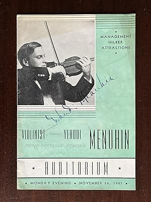 YEHUDI MENUHIN. Autographed musical program.