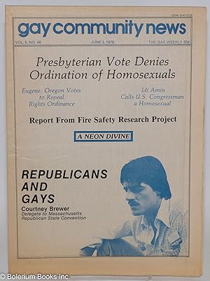 Bild des Verkufers fr GCN: Gay Community News; the gay weekly; vol. 5, #46, June 3, 1978: Republicans & Gays zum Verkauf von Bolerium Books Inc.