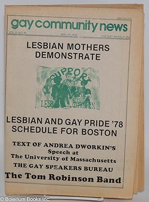 Immagine del venditore per GCN: Gay Community News; the gay weekly; vol. 5, #45, May 27, 1978: Lesbian Mothers Demonstrate venduto da Bolerium Books Inc.