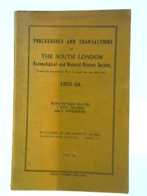 Bild des Verkufers fr Proceedings Transactions of South London Entomological and Natural History Society 1953-54 zum Verkauf von World of Rare Books