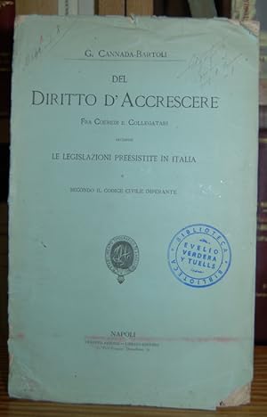 Bild des Verkufers fr DEL DIRITTO D'ACCRESCERE FRA COEREDI E COLLEGATARI zum Verkauf von Fbula Libros (Librera Jimnez-Bravo)