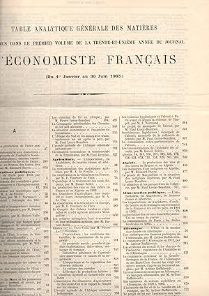 Seller image for L'economiste Francais.Journal hebdomadaire.31e Annee-1er Volume-1903(1er Janvier-30 Juin ) for sale by JP Livres