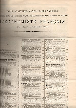 Seller image for L'economiste Francais.Journal hebdomadaire.31e Annee-2eme Volume-1903(1er Juillet-31 Decembre) for sale by JP Livres