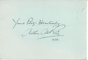 Image du vendeur pour [ Before your very eyes!  Arthur Askey, comedian and entertainer.] Signed Autograph inscription:  Yours Big-Heartedly. / Arthur Askey.  mis en vente par Richard M. Ford Ltd