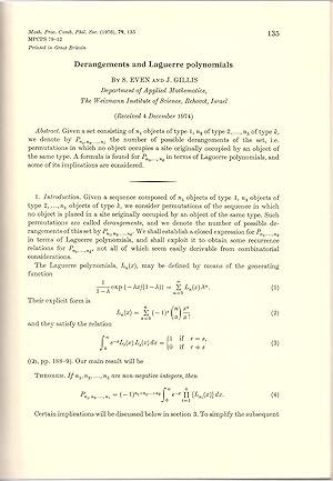 GENERALIZED DERANGEMENT PROBLEM: "Derangements and Laguerre Polynomials" (Mathematical Proceeding...