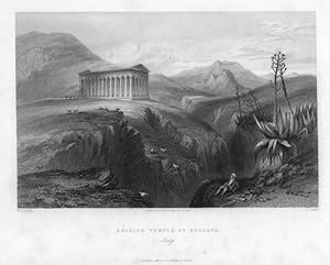 GRECIAN TEMPLE AT SEGESTA IN ITALY,1840's Steel Engraving,Antique print