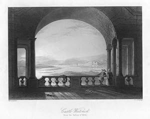 VIEW OF CASTLE WEITENECK FROM THE GALLERY OF MOLK,1840 Steel Engraving,Antique print