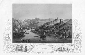 VIEW OF BALAKLAVA IN THE CRIMEA,Crimean war,1858 Steel Engraving,Antique print with elaborate bor...
