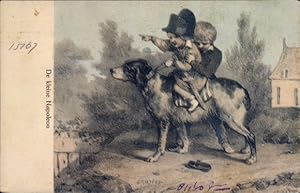 Bild des Verkufers fr Ansichtskarte / Postkarte De kleine Napoleon, Kinder auf Hund reitend zum Verkauf von akpool GmbH