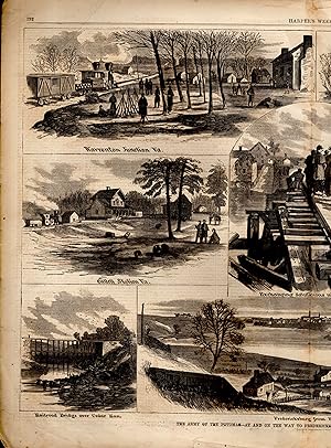 Seller image for ENGRAVNIG: "Civil War: Army of the Potomac--at and on Thee Way to Fredericksburg (Virgiia)".double page engraving from Harper's Weekly,: December 15, 1862 for sale by Dorley House Books, Inc.