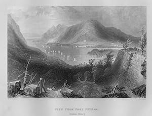 VIEW OF FORT PUTNAM ON THE HUDSON RIVER,1840's Steel Engraving,Antique print
