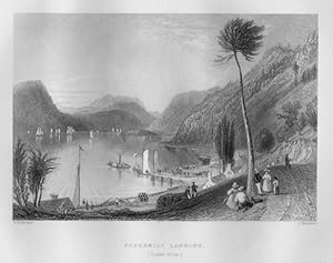 VIEW OF FREESKILL LANDING ON THE HUDSON RIVER,1840's Steel Engraving,Antique print