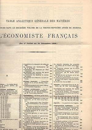 Imagen del vendedor de L'economiste Francais.Journal hebdomadaire.37e Annee-2eme Volume-1909(1er Juillet-31 Decembre) a la venta por JP Livres