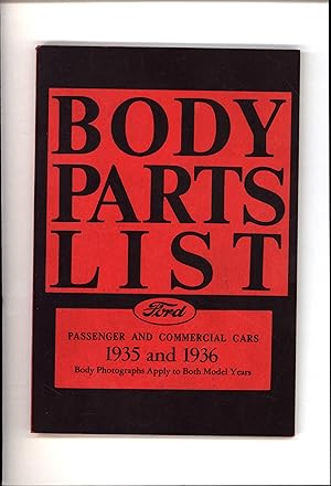 Ford Body Parts List / Passenger and Commercial Cars 1935 and 1936