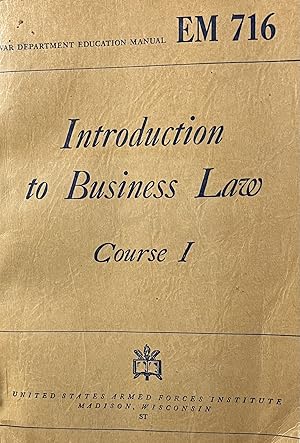 Seller image for World War II Introduction to Business Law Course 1 for sale by 32.1  Rare Books + Ephemera, IOBA, ESA