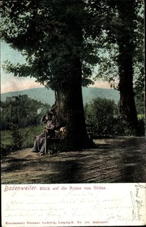 Ansichtskarte / Postkarte Badenweiler im Schwarzwald, Blick auf die Ruine vom Süden, Bäume