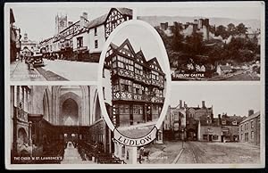 Ludlow Postcard Shropshre Real Photo Broadgate St. Lawrence Feathers Hotel