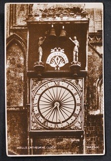 Wells Cathedral Clock Postcard Somerset Real Photo Vintage 1937