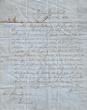 1853 - Letter from the Secretary of the Navy placing the flagship of the Home Squadron at the dis...