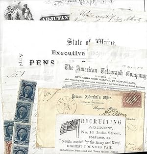 1863-1870 - Collection of 14 Documents, Letters, and Ephemera related to Recruiting, Civil War Dr...