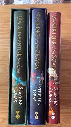 Seller image for The Adamantine Palace. The Adamantine Palace, The King of the Crags, The Order of the Scales. The Memory of Flames Trilogy. 2 x signed, limited, numbered, slipcased and 1 x signed, lined and dated UK first editions, first printings. for sale by Signed and Delivered Books