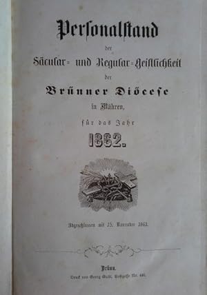 Personalstand der Säcular- und Regular-Geistlichkeit der Brünner Diözese 1862