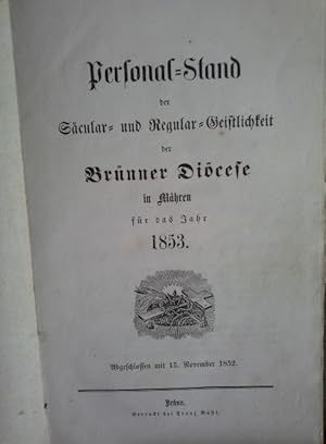 Personalstand der Säcular- und Regular-Geistlichkeit der Brünner Diözese 1853