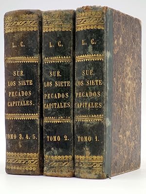 LOS SIETE PECADOS CAPITALES TOMOS 1, 2, 3, 4, 5 (Eugenio Sue) Sauri, Gaspar, Berdaguer y Mayol, 1847
