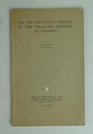 Bild des Verkufers fr On the Dionysiac Fresco in the Villa die Misteri at Pompeii. zum Verkauf von Antiquariat Dorner