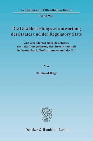 Immagine del venditore per Die Gewährleistungsverantwortung des Staates und der Regulatory State venduto da moluna