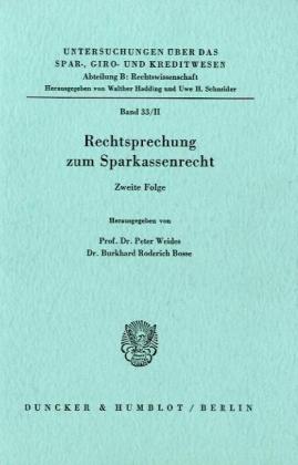 Seller image for Rechtsprechung zum Sparkassenrecht. Folge II for sale by moluna