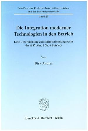 Immagine del venditore per Die Integration moderner Technologien in den Betrieb venduto da moluna