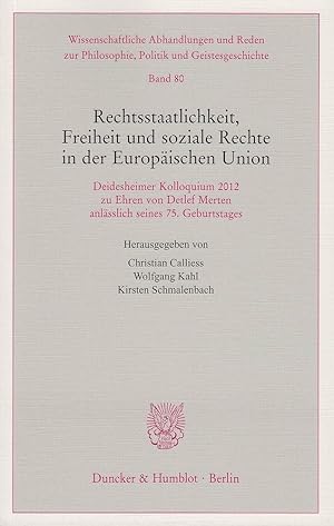 Bild des Verkufers fr Rechtsstaatlichkeit, Freiheit und soziale Rechte in der Europäischen Union zum Verkauf von moluna