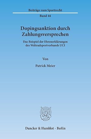 Seller image for Dopingsanktion durch Zahlungsversprechen. for sale by moluna