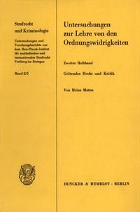 Seller image for Untersuchungen zur Lehre von den Ordnungswidrigkeiten II for sale by moluna