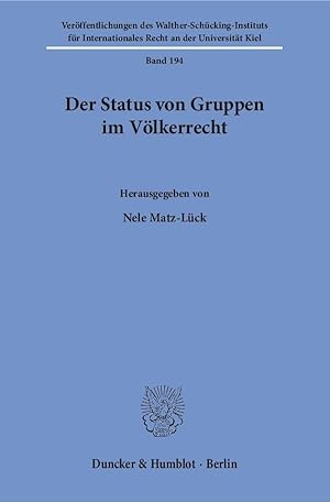 Seller image for Der Status von Gruppen im Völkerrecht. for sale by moluna