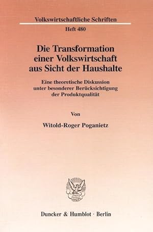 Immagine del venditore per Die Transformation einer Volkswirtschaft aus Sicht der Haushalte. venduto da moluna