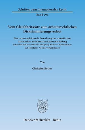 Seller image for Vom Gleichheitssatz zum arbeitsrechtlichen Diskriminierungsverbot. for sale by moluna