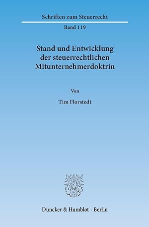 Seller image for Stand und Entwicklung der steuerrechtlichen Mitunternehmerdoktrin. for sale by moluna