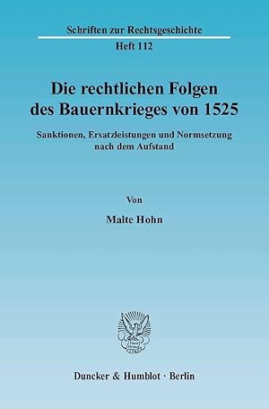 Seller image for Die rechtlichen Folgen des Bauernkrieges von 1525 for sale by moluna