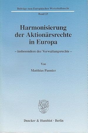 Seller image for Harmonisierung der Aktionaersrechte in Europa - for sale by moluna