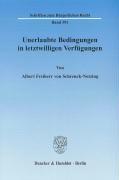 Seller image for Unerlaubte Bedingungen in letztwilligen Verfügungen for sale by moluna