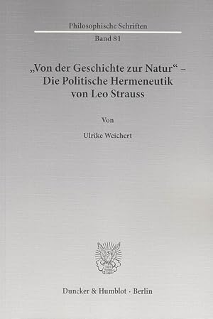 Seller image for Von der Geschichte zur Natur - Die Politische Hermeneutik von Leo Strauss for sale by moluna