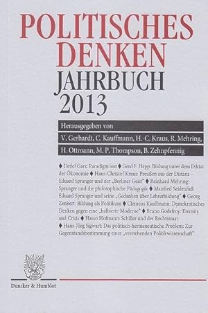 Immagine del venditore per Politisches Denken. Jahrbuch 2013 venduto da moluna