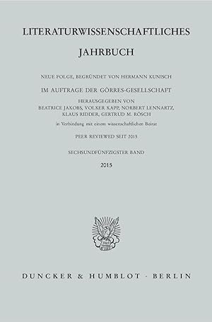 Seller image for Literaturwissenschaftliches Jahrbuch 56. Band (2015) for sale by moluna