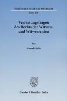 Immagine del venditore per Verfassungsfragen des Rechts der Witwen- und Witwerrenten venduto da moluna