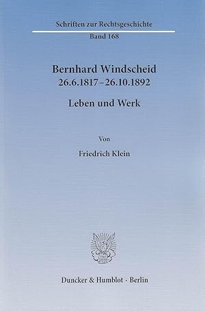 Bild des Verkufers fr Bernhard Windscheid 26.6.1817-26.10.1892 zum Verkauf von moluna