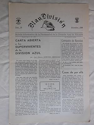 BLAU DIVISIÓN. Boletín Informativo de la Hermandad de la División Azul de Alicante. Diciembre 196...